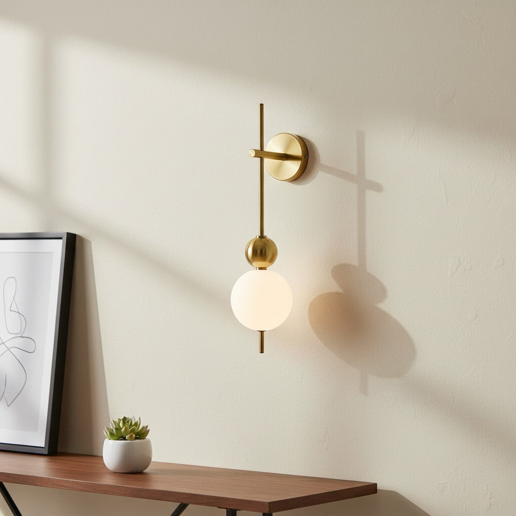 goodlampe applique murale LED dorée en aluminium avec abat-jour sphérique blanc, design moderne