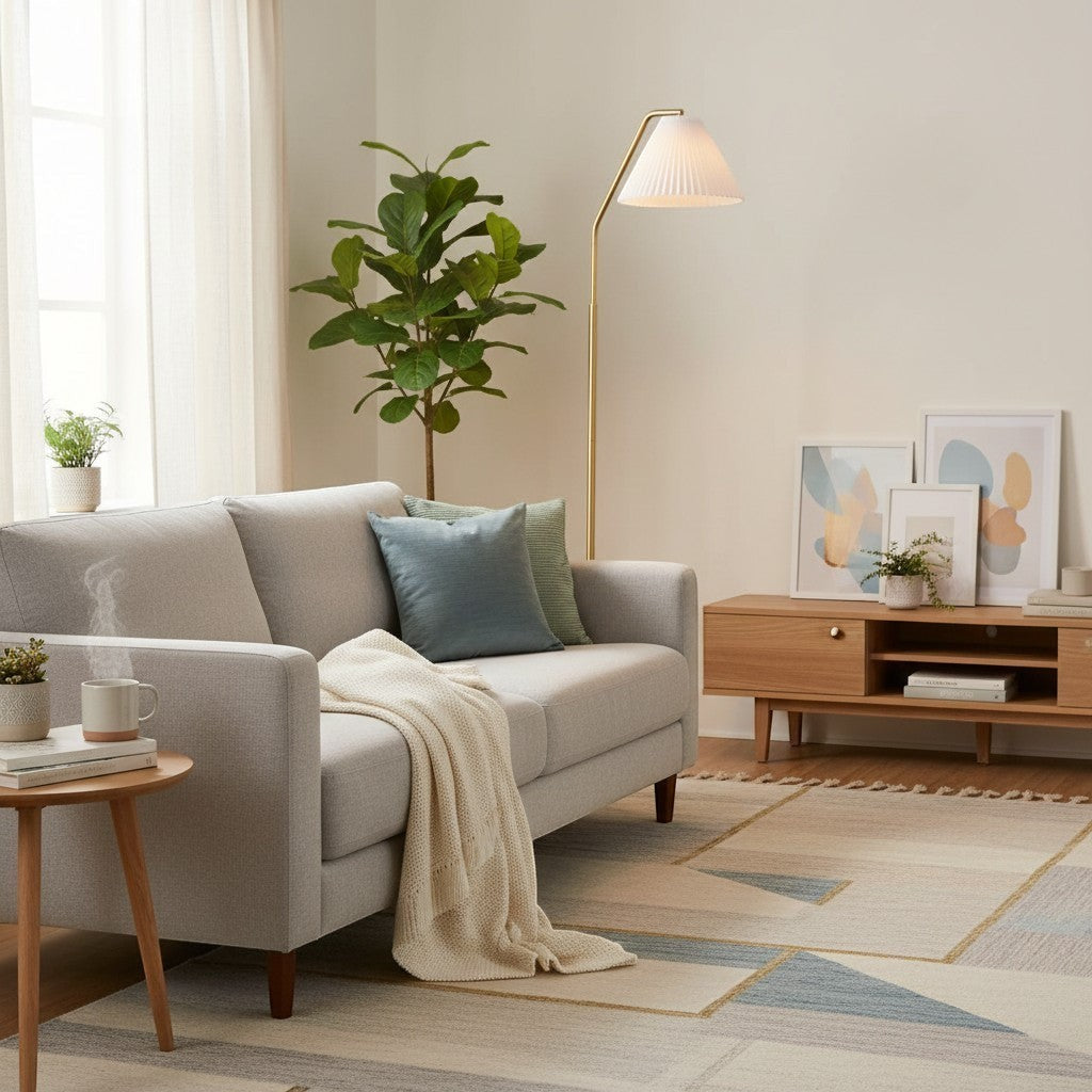 goodlampe lampadaire arc doré avec abat-jour blanc plissé, tête réglable, interrupteur au pied, style moderne.