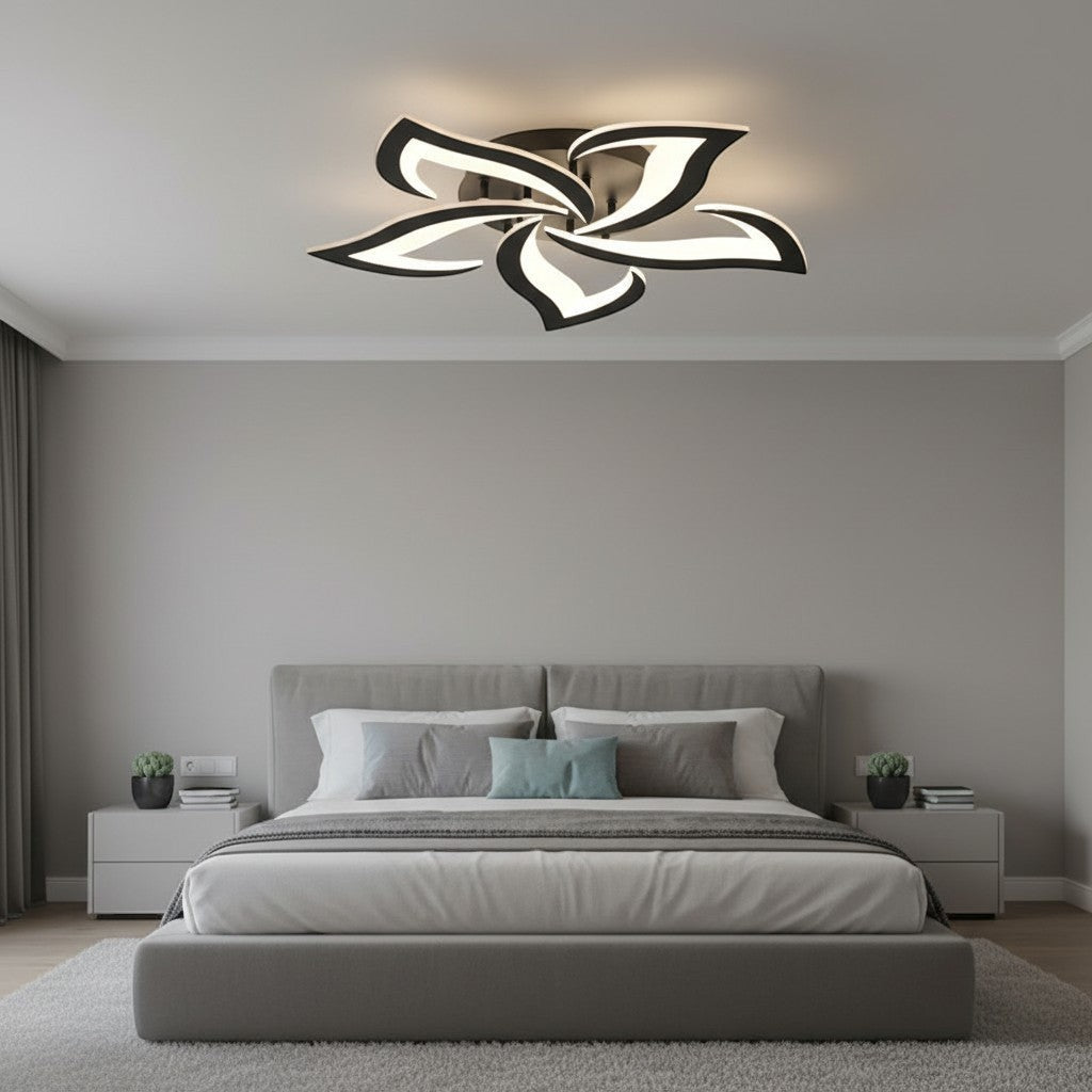 goodlampe modern black and white acrylic 5-petal LED ceiling light with cool white light