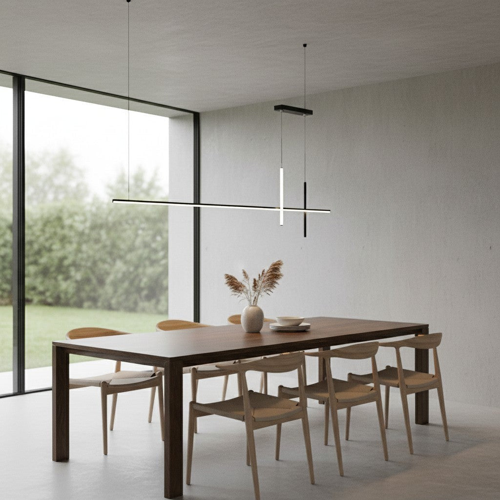 goodlampe Suspension linéaire design croix 120cm noir aluminium, éclairage LED dimmable, style moderne minimaliste.