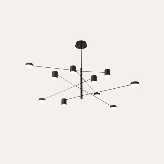 Lustre noir minimaliste nordique en fer forgé 10 têtes