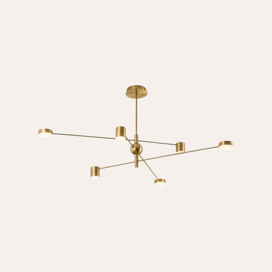 Lustre or minimaliste nordique en fer forgé 6 têtes