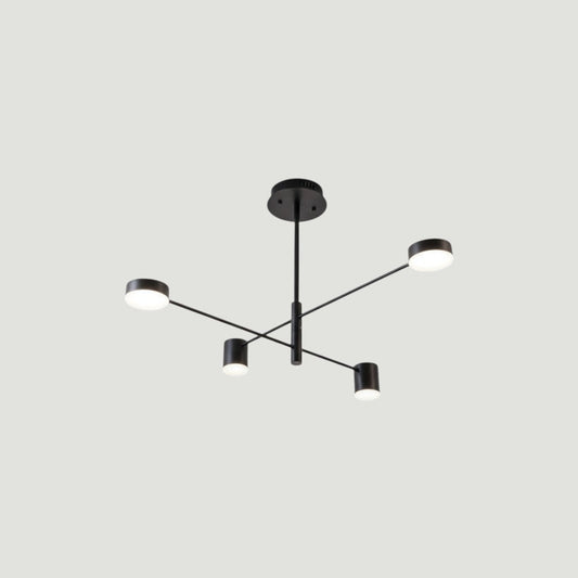Lustre noir minimaliste nordique en fer forgé 4 têtes