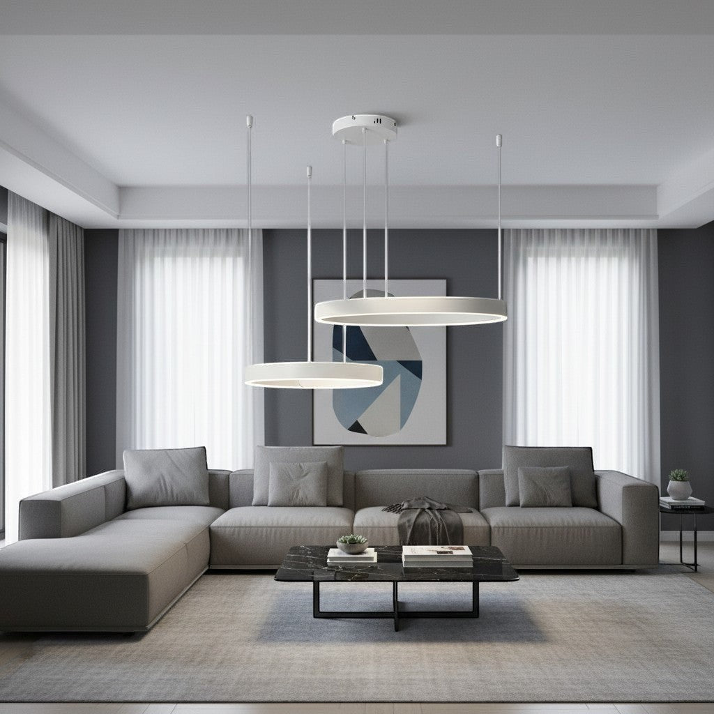 Lustre Double Anneau Blanc