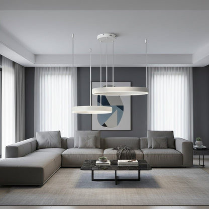 Lustre Double Anneau Blanc