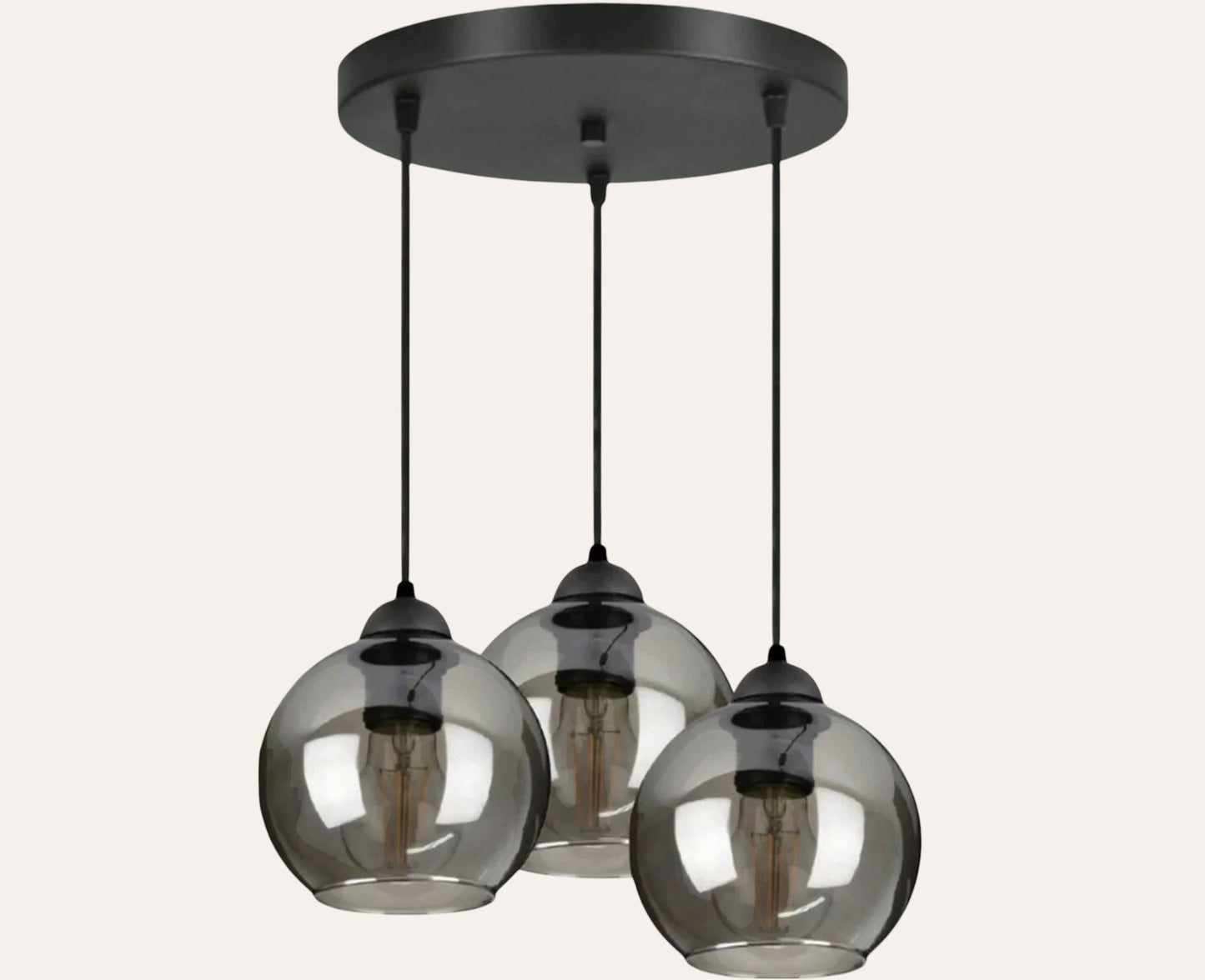 Suspension verre gris nordique 1-4 têtes