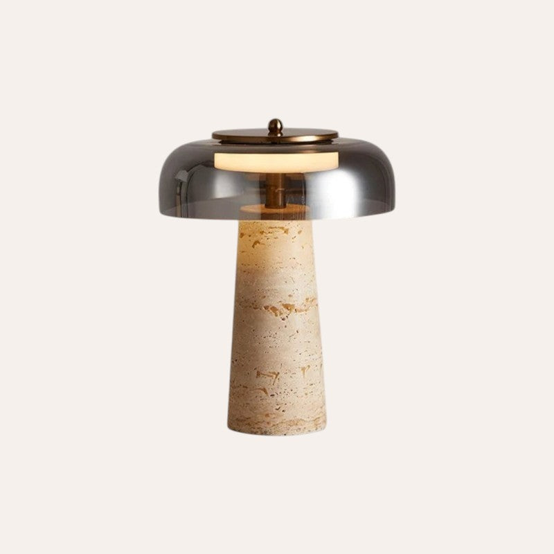 Lampe de table champignon pierre naturelle jaune