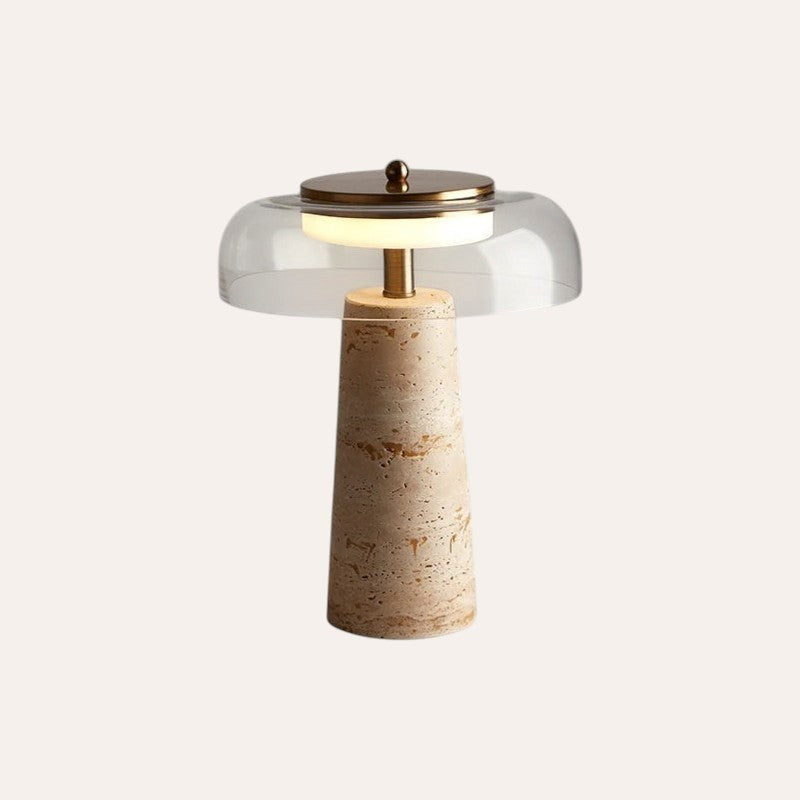 Lampe de table champignon pierre naturelle jaune