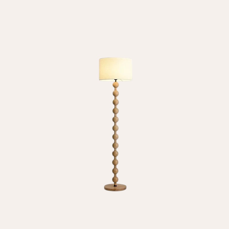 Lampadaire Bauhaus LED abat-jour tissu bois