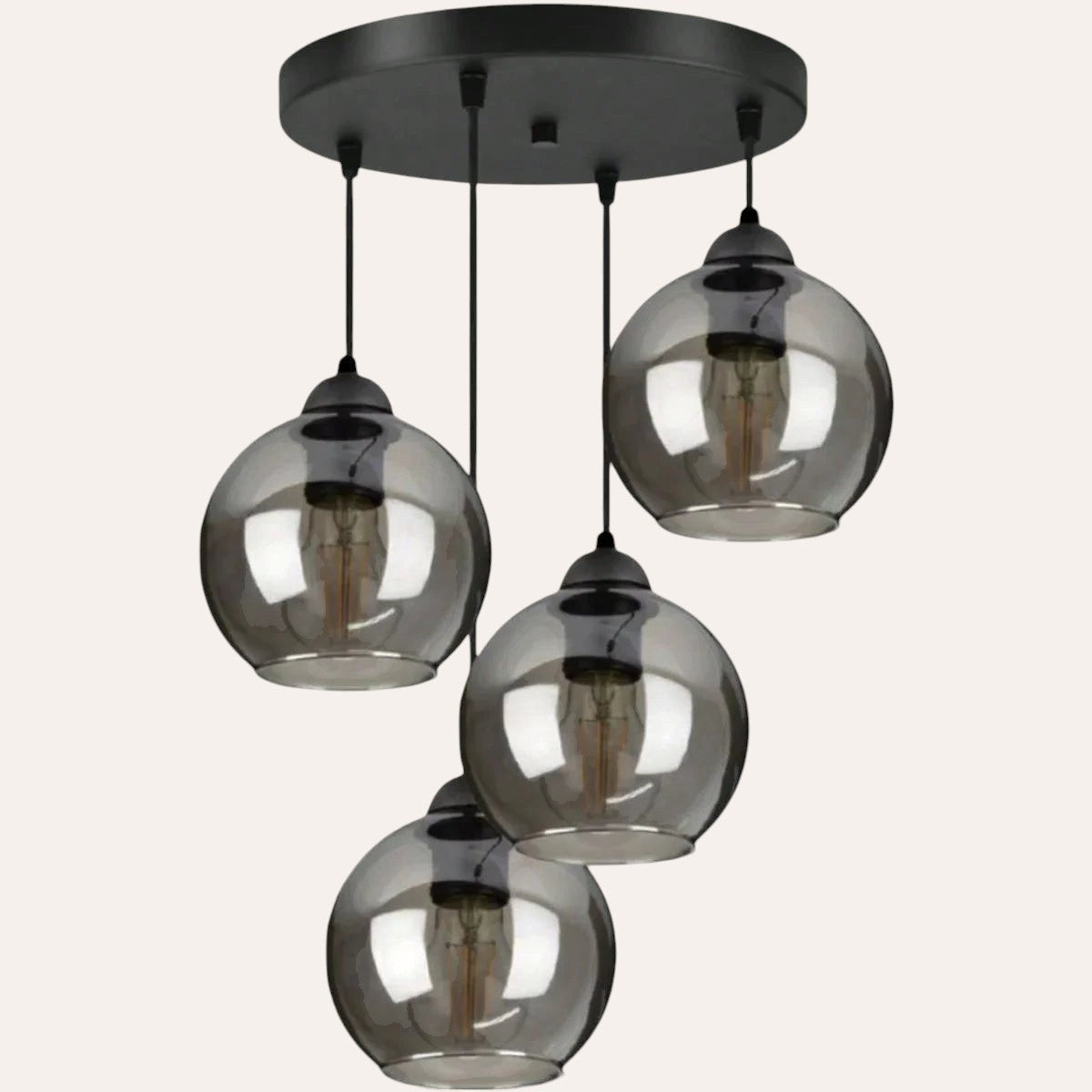 Suspension verre gris nordique 1-4 têtes