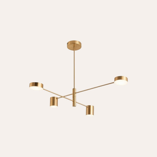 Lustre or minimaliste nordique en fer forgé à 4 têtes