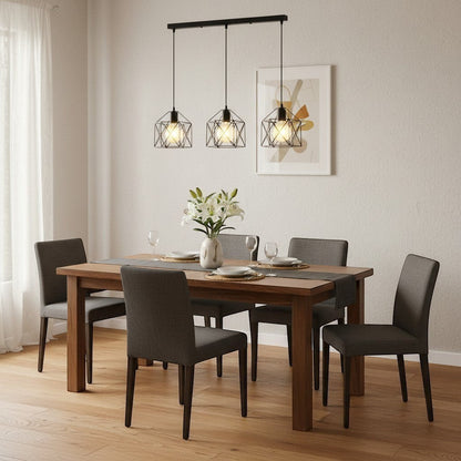 goodlampe black metal geometric cage pendant light with 3 E27 bulbs, industrial vintage style