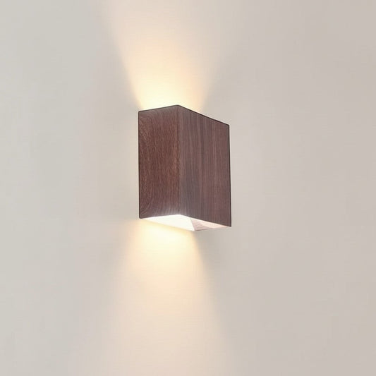 Applique murale carrée en bois noyer, style nordique, éclairage haut et bas, par goodlampe