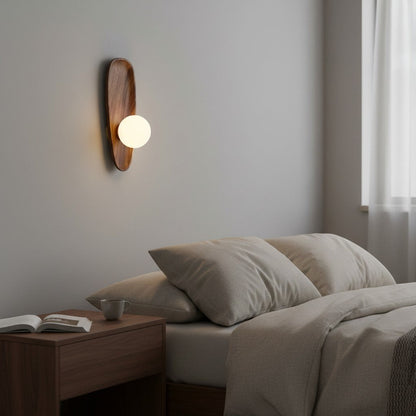 goodlampe applique murale vintage en bois de noyer avec une ampoule sphérique blanche G4