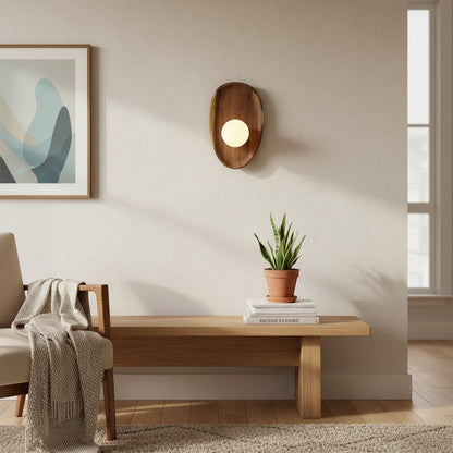 goodlampe applique murale vintage en bois naturel avec une ampoule sphérique blanche diffuse