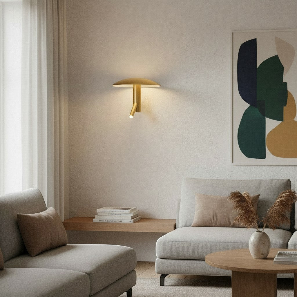 Applique murale dorée goodlampe en métal, style champignon moderne, éclairage d'appoint orientable.