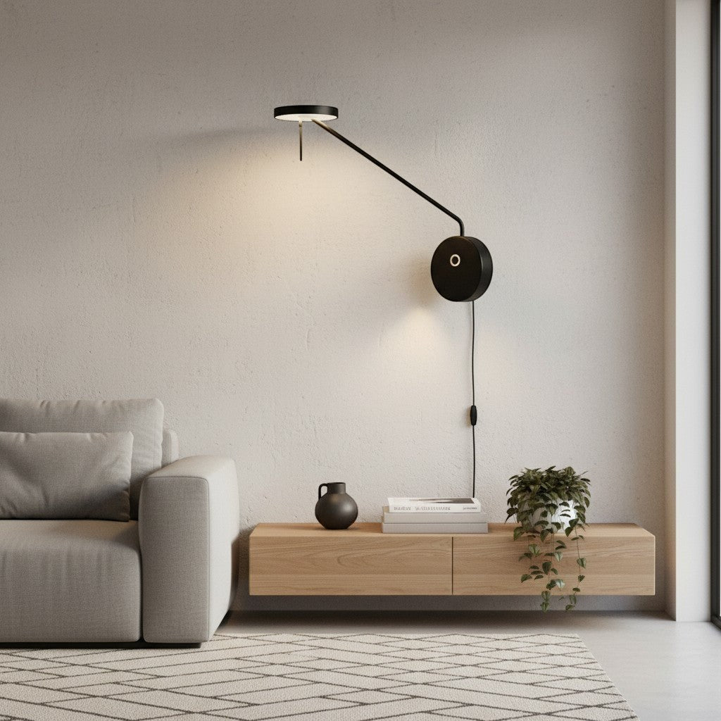 goodlampe Applique murale mini noire en fer, design moderne à bras unique, éclairage d'appoint