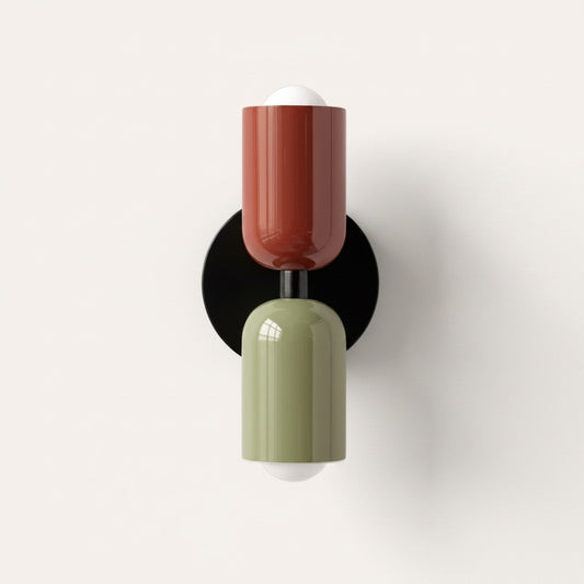 Applique murale goodlampe au design nordique en métal avec deux diffuseurs cylindriques rouge et vert