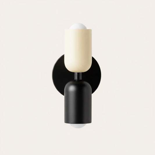 Applique murale goodlampe au design nordique moderne en métal noir et beige avec deux sources lumineuses LED