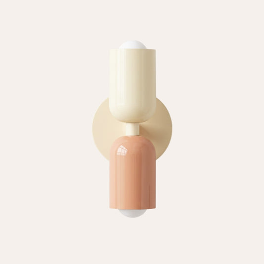Applique murale goodlampe au design nordique moderne en métal bicolore rose et beige avec éclairage haut et bas