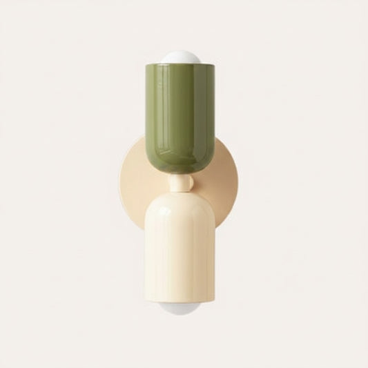 Applique murale goodlampe au design nordique en métal vert et blanc avec deux sources lumineuses orientées