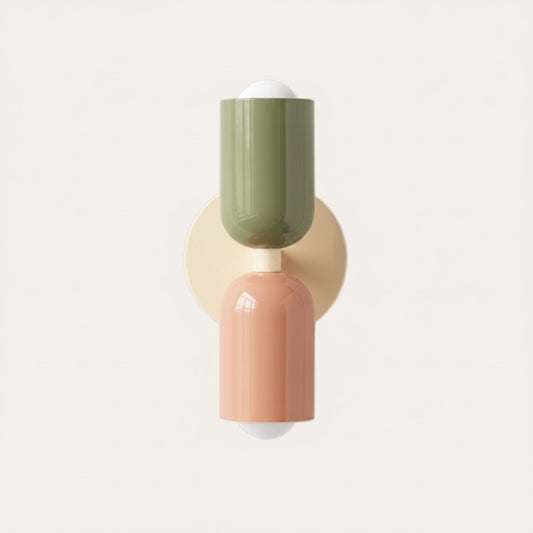 Applique murale goodlampe au design nordique en métal avec deux diffuseurs cylindriques vert et rose