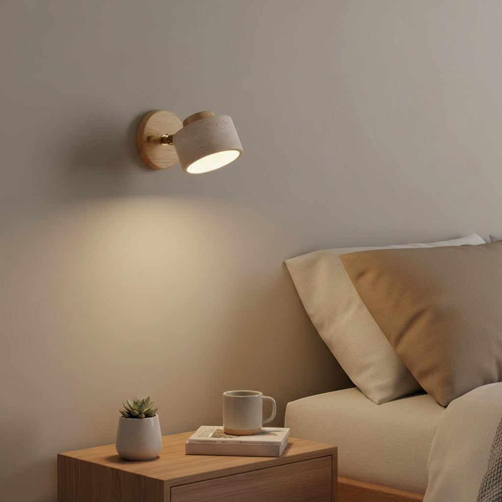 Applique murale goodlampe rotative en pierre et bois, couleur grotte jaune, design moderne