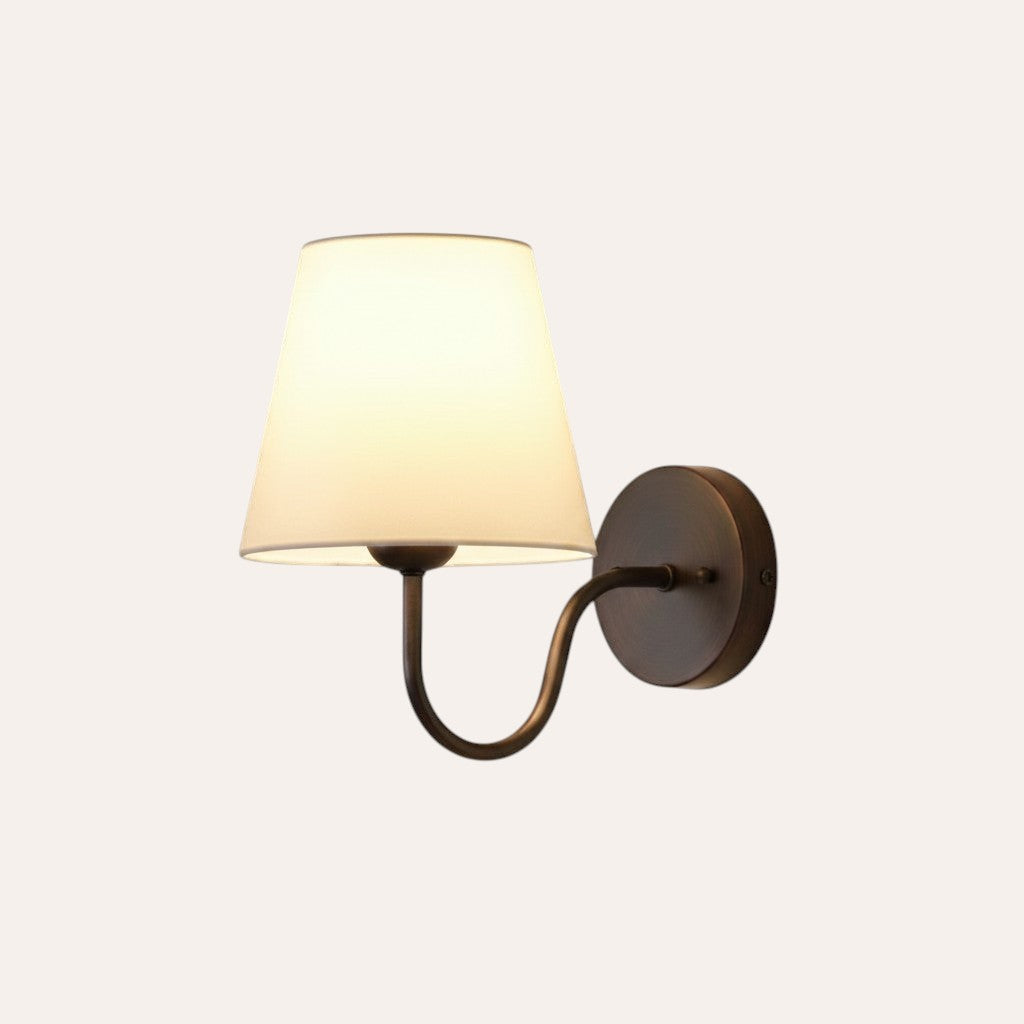 Applique murale goodlampe en métal et tissu blanc, finition bronze, style moderne, douille E27.