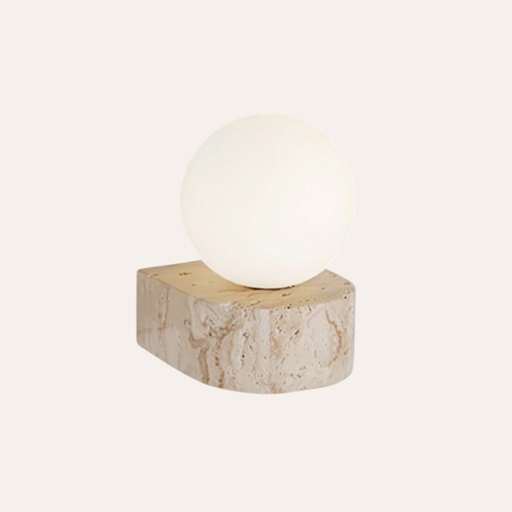 goodlampe applique murale LED en verre blanc opale sur socle en pierre beige style moderne rétro