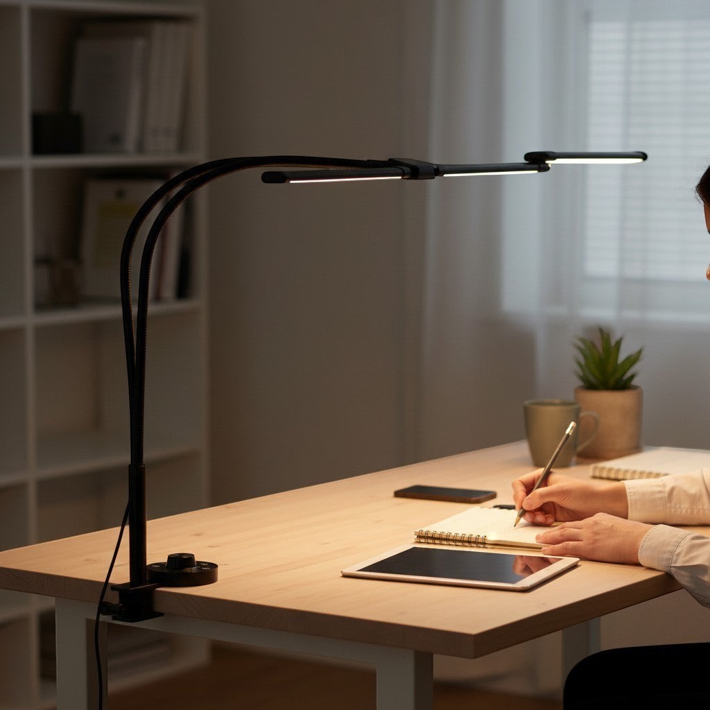 goodlampe black adjustable LED architect desk lamp with clamp and 3 heads