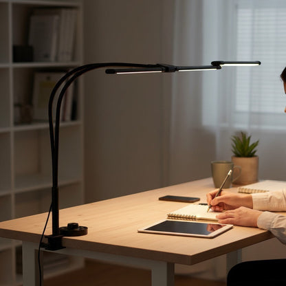goodlampe black adjustable LED architect desk lamp with clamp and 3 heads