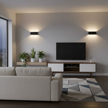 goodlampe black aluminium modern wall light with up and down lighting, IP65 rated for hallways