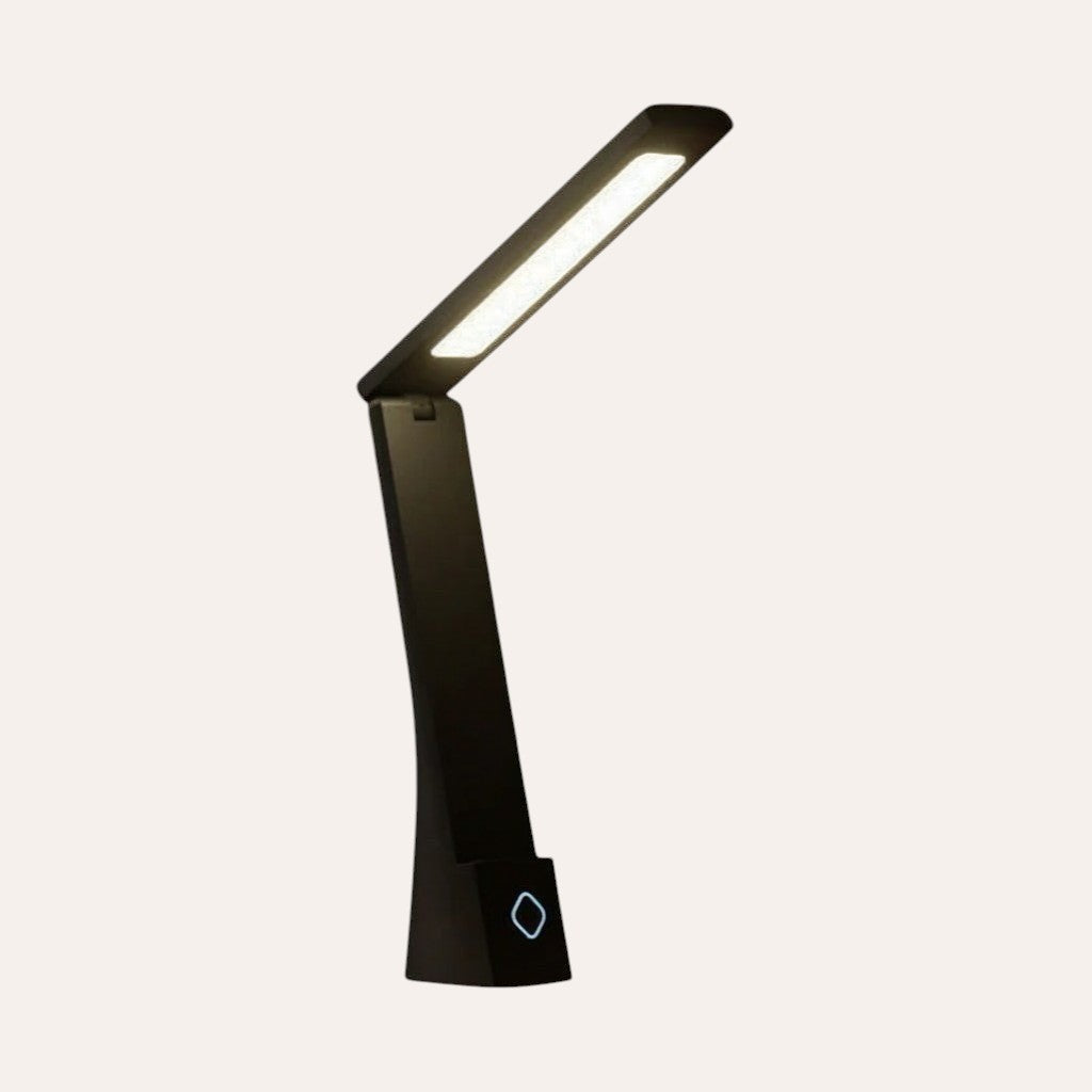 goodlampe black foldable LED desk lamp with touch control and dimmable light, rechargeable and portable.