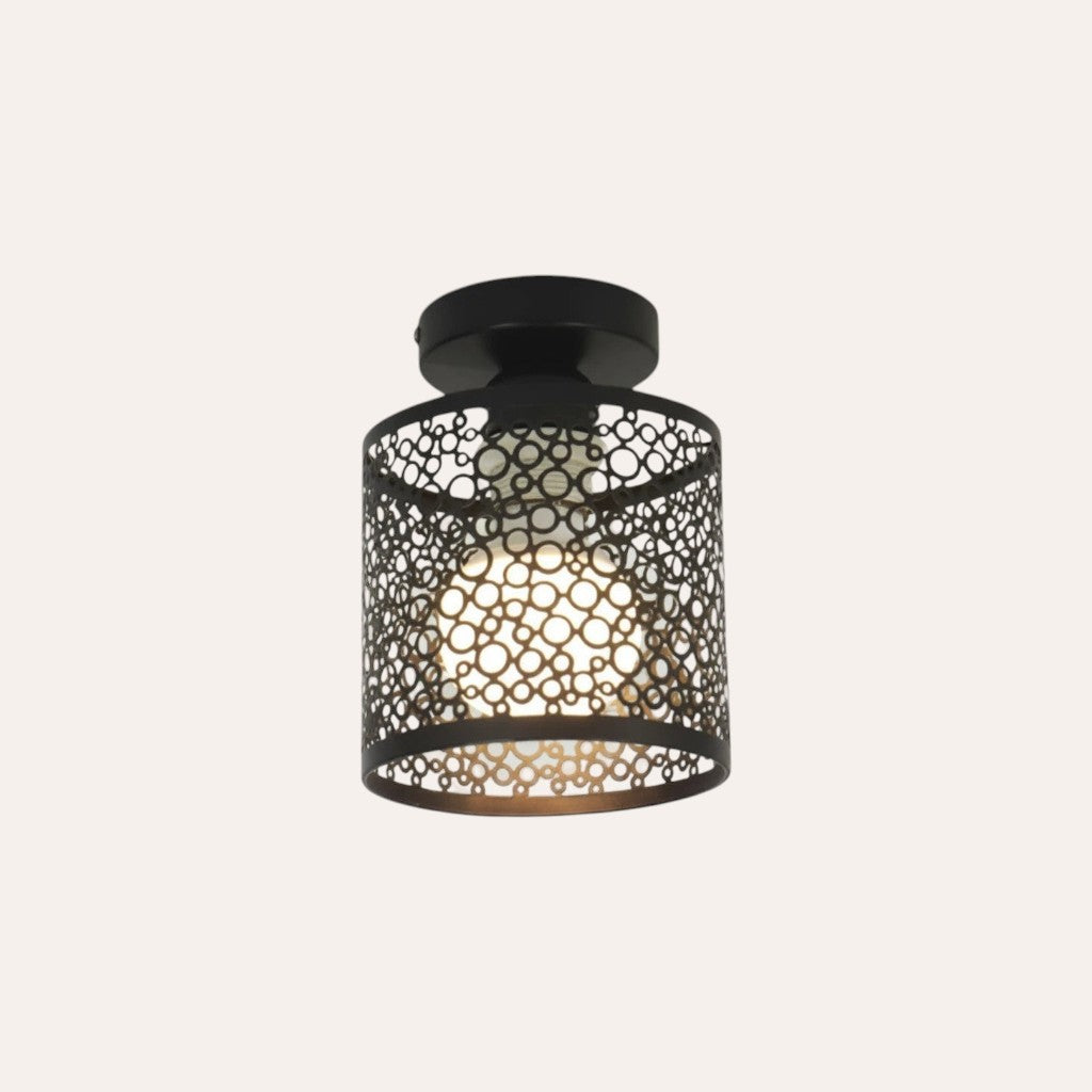 goodlampe black forged iron Nordic E27 ceiling light with intricate circle cutouts