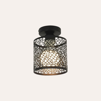 goodlampe black forged iron Nordic E27 ceiling light with intricate circle cutouts
