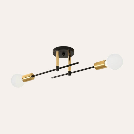 goodlampe black and gold vintage 2-bulb E27 flush mount ceiling light with iron body.