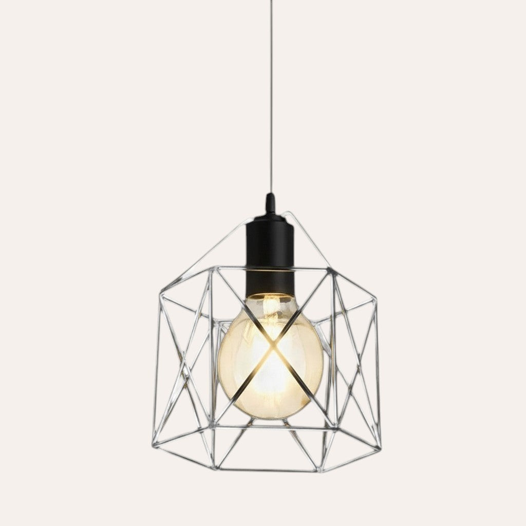 goodlampe black metal geometric cage pendant light with E27 bulb, industrial vintage style