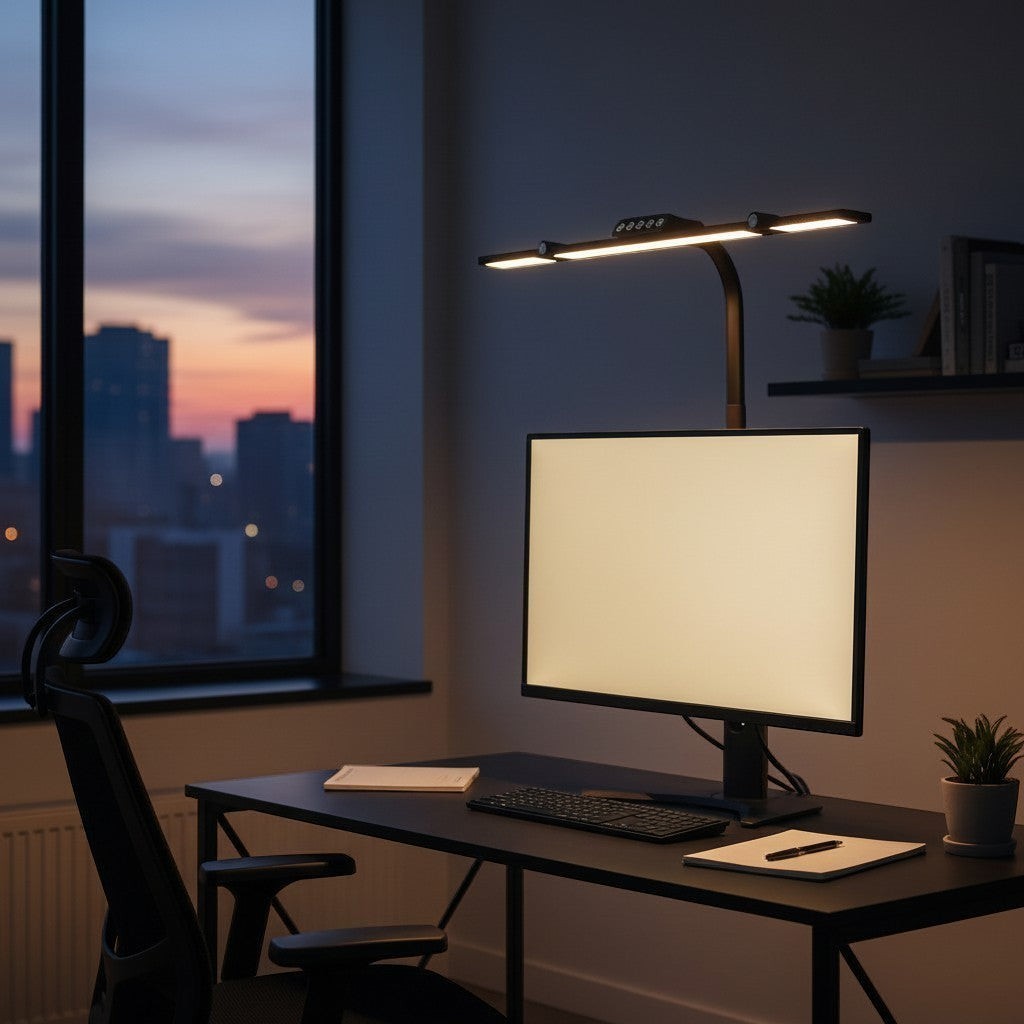 goodlampe black adjustable LED architect desk lamp with clamp, 24W, dimmable, 3 heads