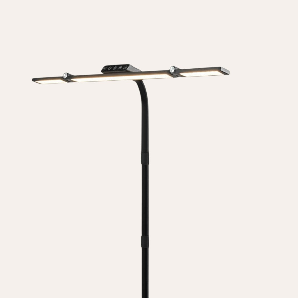 goodlampe black LED architect desk lamp with adjustable brightness and color temperature, 24W, clamp base.