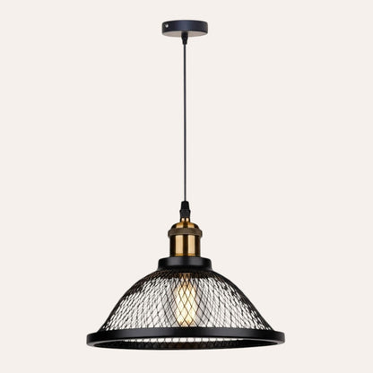 goodlampe black metal cage pendant light with E27 bulb, adjustable cord, 25cm diameter, vintage style for kitchen.