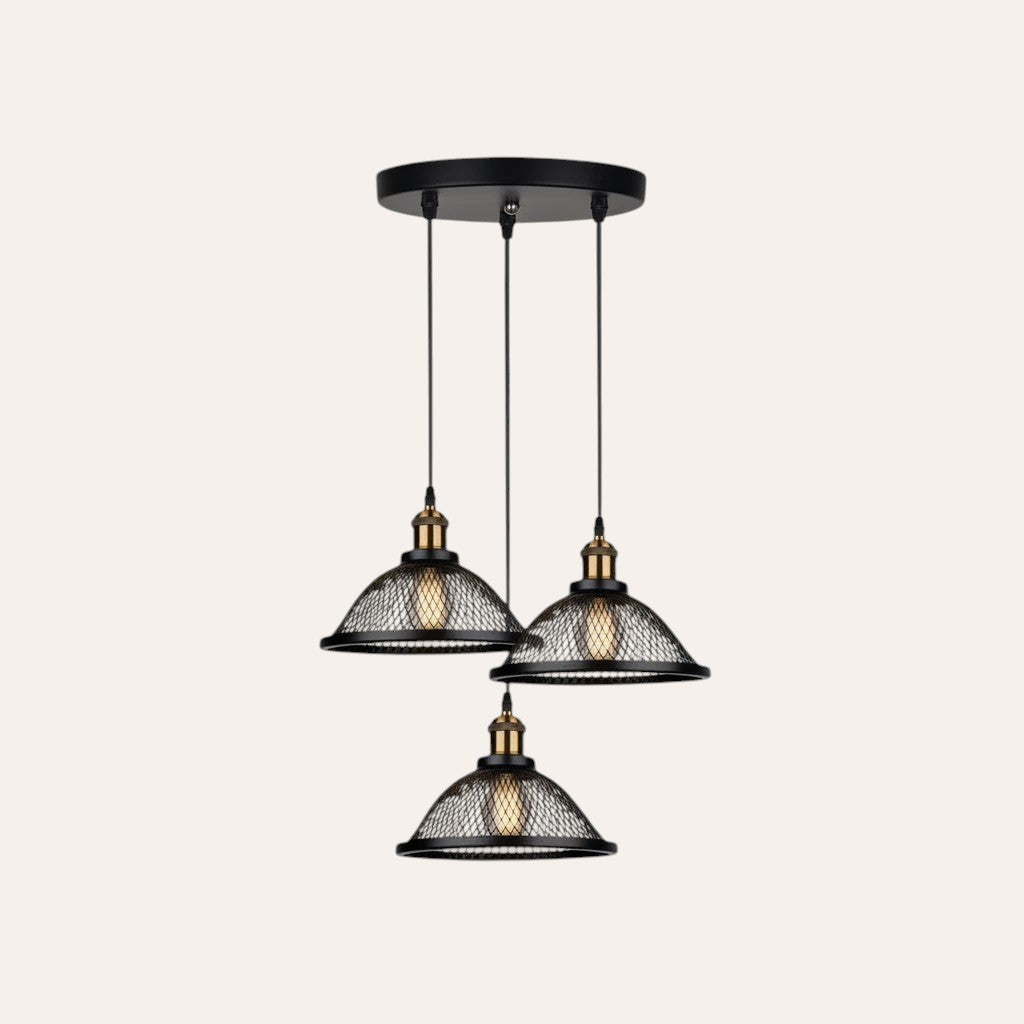 goodlampe black metal cage pendant light with E27 bulb, adjustable height, vintage style for kitchen.