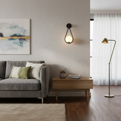 goodlampe black metal Nordic style wall light with a white glass globe