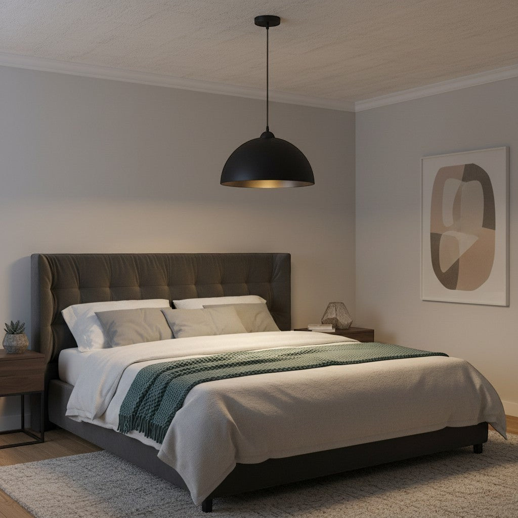 goodlampe black retro Nordic industrial metal dome pendant light with cord