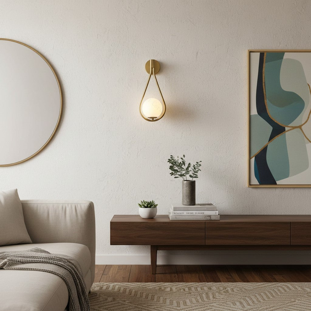goodlampe modern gold metal wall light with frosted glass globe