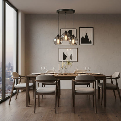 goodlampe grey glass pendant light with 3 E27 bulbs, modern Nordic style
