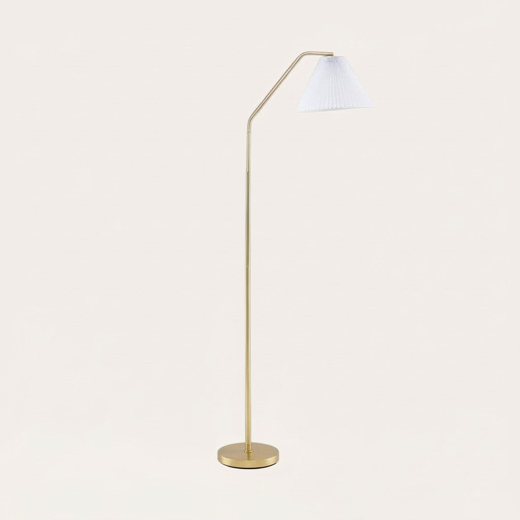 goodlampe lampadaire arc doré avec abat-jour blanc plissé réglable, idéal pour salon ou bureau