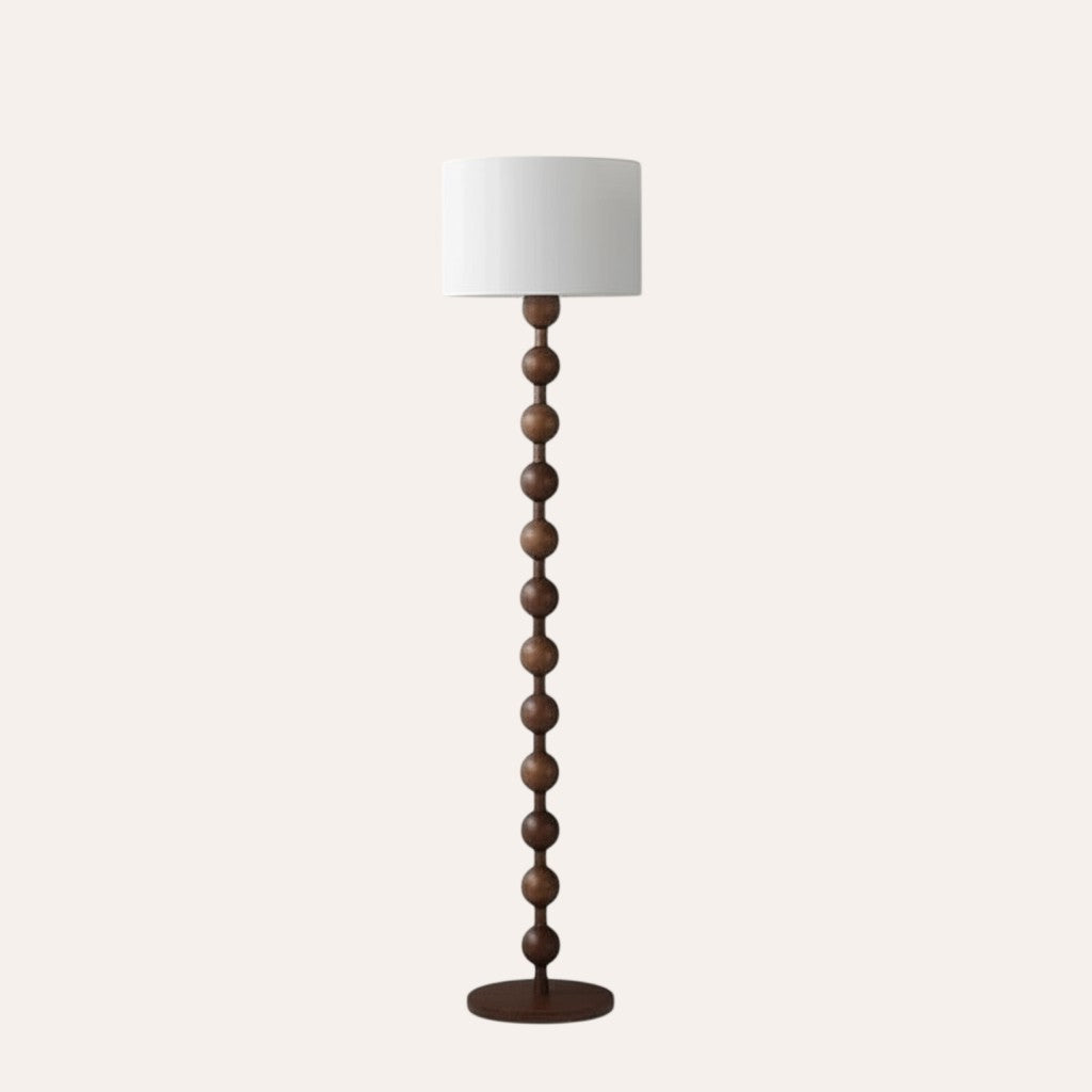 goodlampe lampadaire Bauhaus en bois avec abat-jour blanc en tissu, style vintage, éclairage doux
