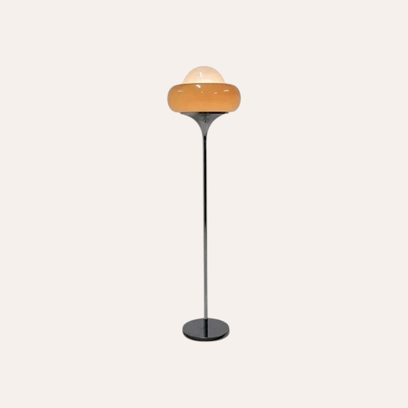 Lampadaire goodlampe style Bauhaus avec abat-jour en verre orange et pied en métal chromé pour salon moderne