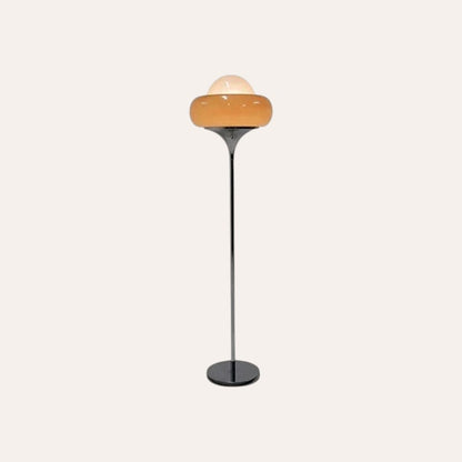 Lampadaire goodlampe style Bauhaus avec abat-jour en verre orange et pied en métal chromé pour salon moderne