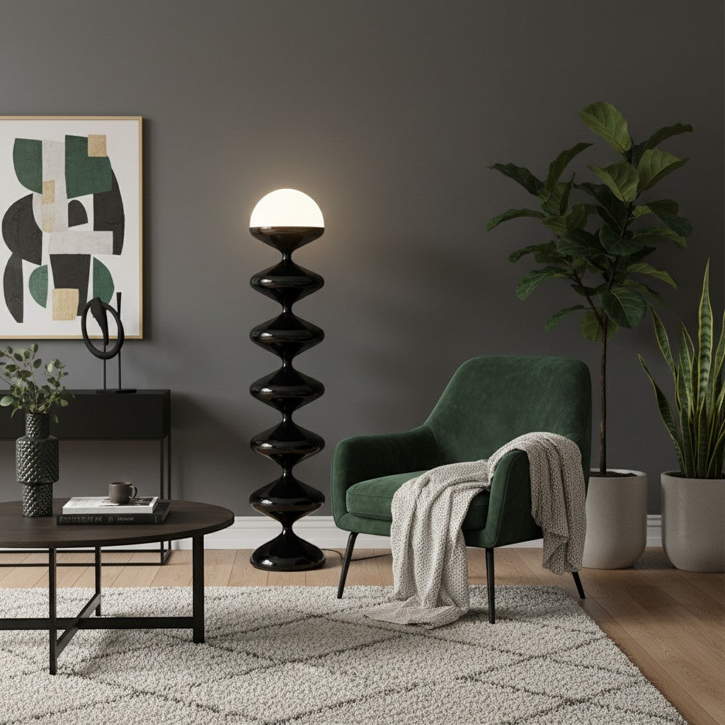 goodlampe lampadaire moderne noir et blanc en métal et verre, design bonbon réglable pour salon ou bureau
